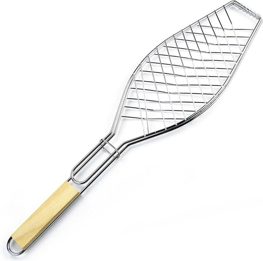 Grillmand Vis Barbecue Mand Buiten Grillen Opvouwbaar RVS 36 x 15 cm Zilver