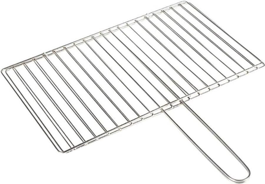 Grillmand Vis BBQ Mand Garnalen Buiten Koken Vergrendelbare Handgreep 35 cm Zilver