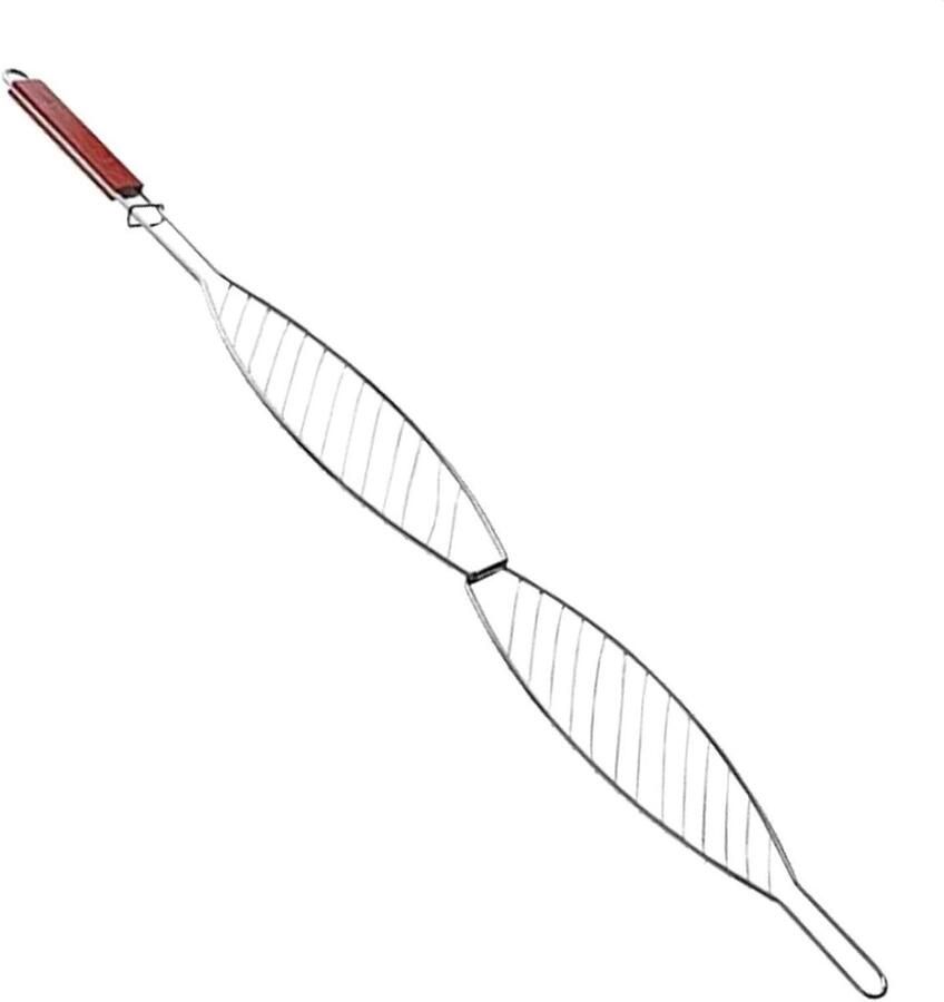 Grillmand Vis Garnalen Barbecue Mand Gelijkmatig Grillen Hittebestendig Houten Handvat 35 x 15 x 5 cm