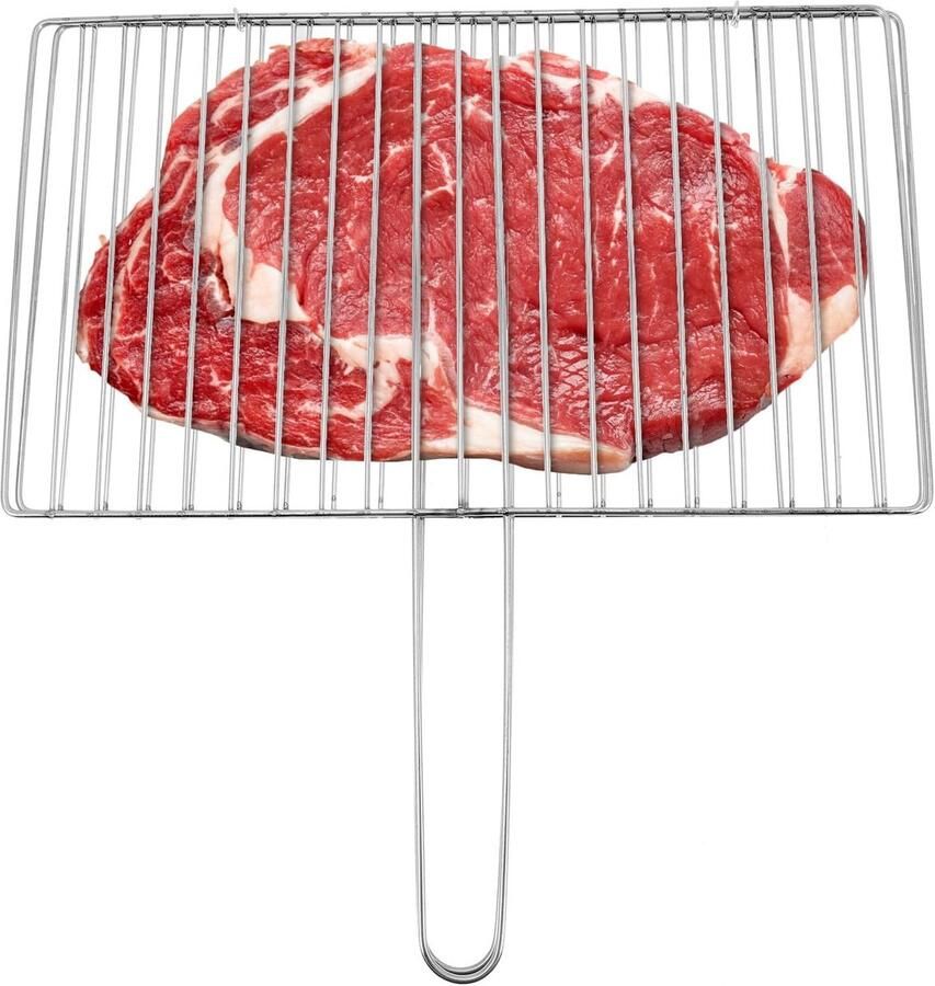 Grillmand Vis Visrek Roestvrij Buiten Koken Gelijkmatig Verwarmen 41 cm Zilver
