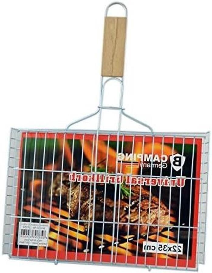 Grillmand Visbrader Buiten koken Opvouwbaar en afsluitbaar 22 x 35 cm Metaal