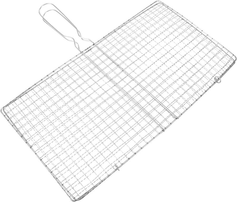 Grillmand Vismand BBQ Buiten Koken Roestvrij Staal 39x36cm Zilver