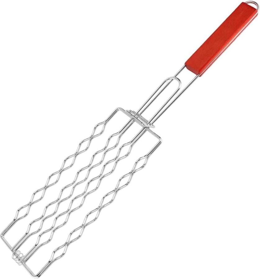 Grillmand Groenten BBQ Mand Buiten Koken Hittebestendige Handgreep 49 x 9 cm Zilver