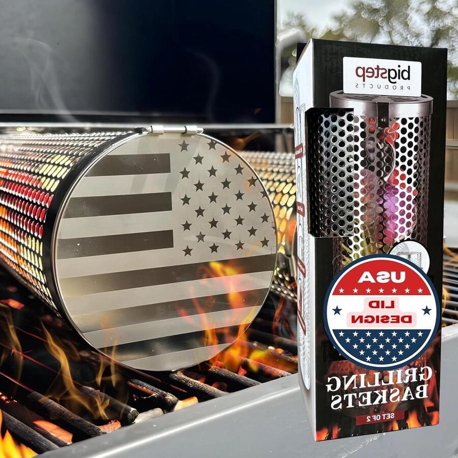 Grillmanden Ronde Capaciteit Grillaccessoires Barbecue Gelijkmatig Grillen Roestvrij Staal 2 stuks Zilver