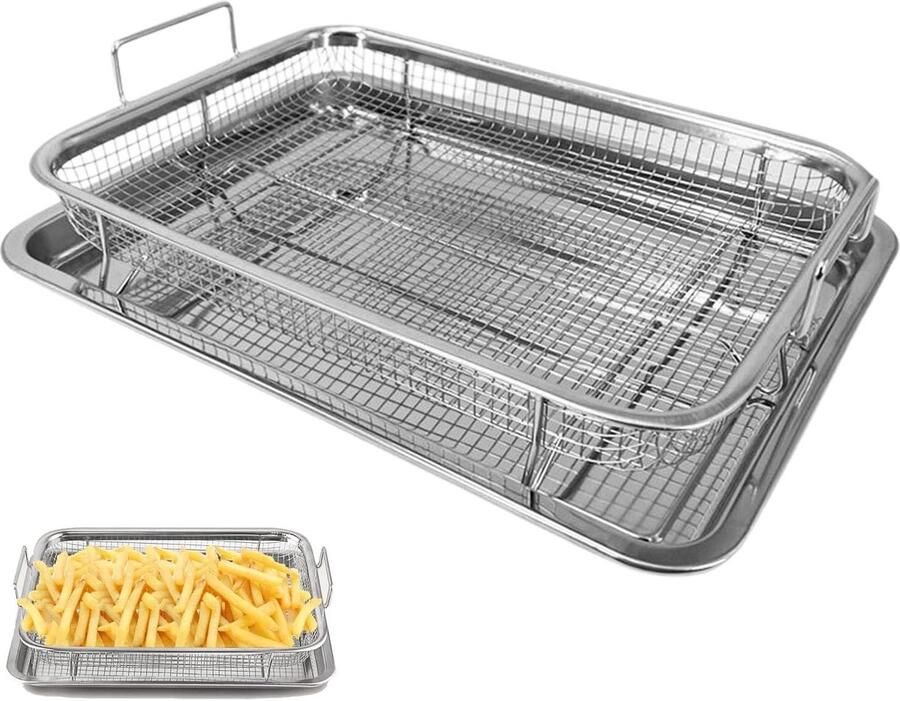 Grillmanden voor Oven en Grill Set van 2 30.2 cm x 22.5 cm Perfect voor Krokante Kip en Frietjes Ideaal voor Bakken en Grillen