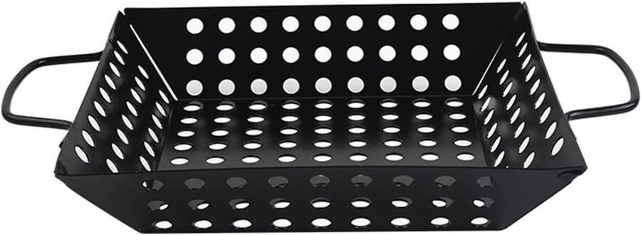 Grillmandje Grillplaat BBQ Bakplaat Groente Buiten Grillen Antiaanbaklaag 32 x 20 cm Zwart