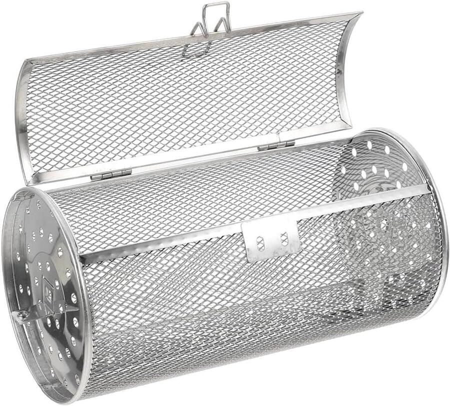 Grillmandje RVS mandje Airfryer mandje Eten Roosteren 360 Graden Rotatie 25 x 14 x 14 cm