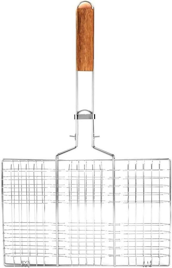 Grillmandje Vis Visrek Grill Buiten Koken Inklapbaar Handvat 34 cm Metaal