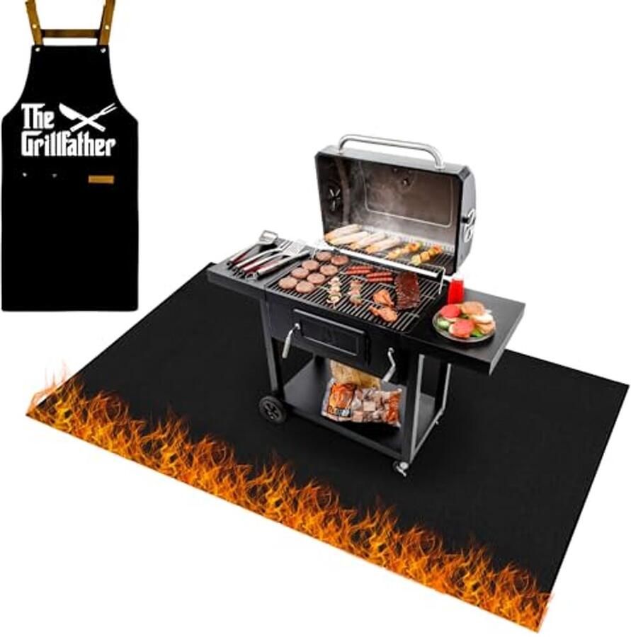Grillmat 160 x 130 cm voor gasgrill Vuur- en vuilafstotend grilltapijt voor buiten