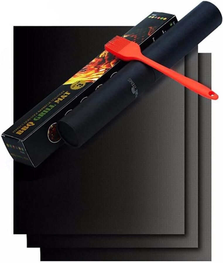 Grillmat Antiaanbaklaag Veilig Grillen Herbruikbaar en Hittebestendig 40 x 33 cm Zwart