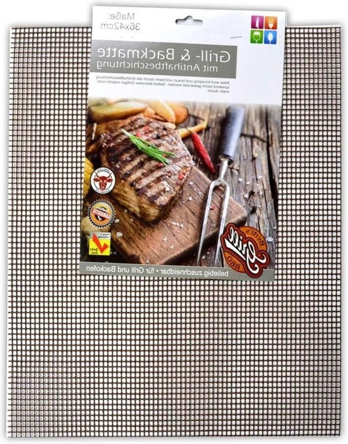 Grillmat Bakmat Grill Barbecueën Anti-aanbaklaag 36x42 cm Bruin