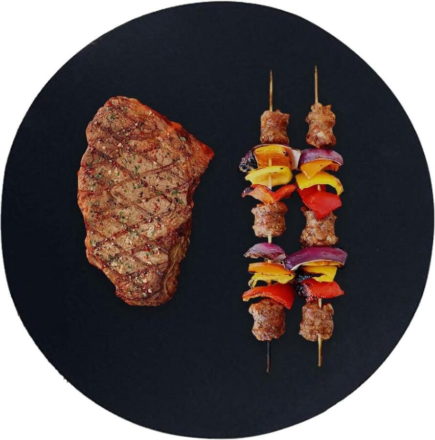 Grillmat Barbecue mat Buiten koken Anti-aanbaklaag 40 x 33 cm Zwart