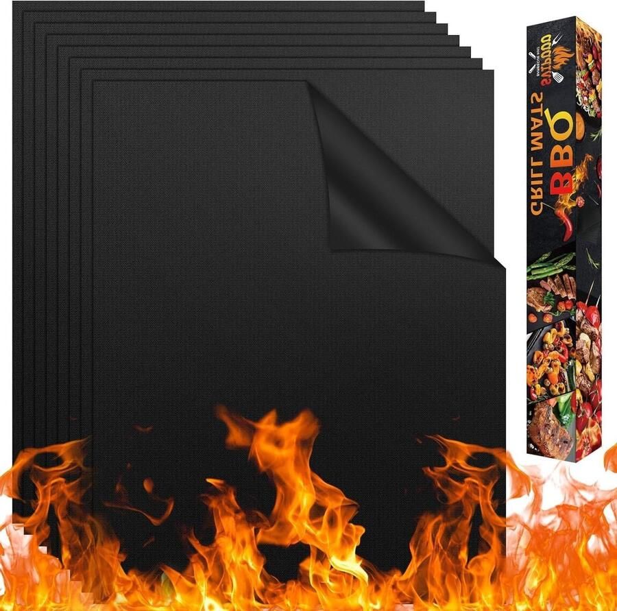 Grillmat BBQ Mat Barbecueën Herbruikbaar 50x32 cm Zwart