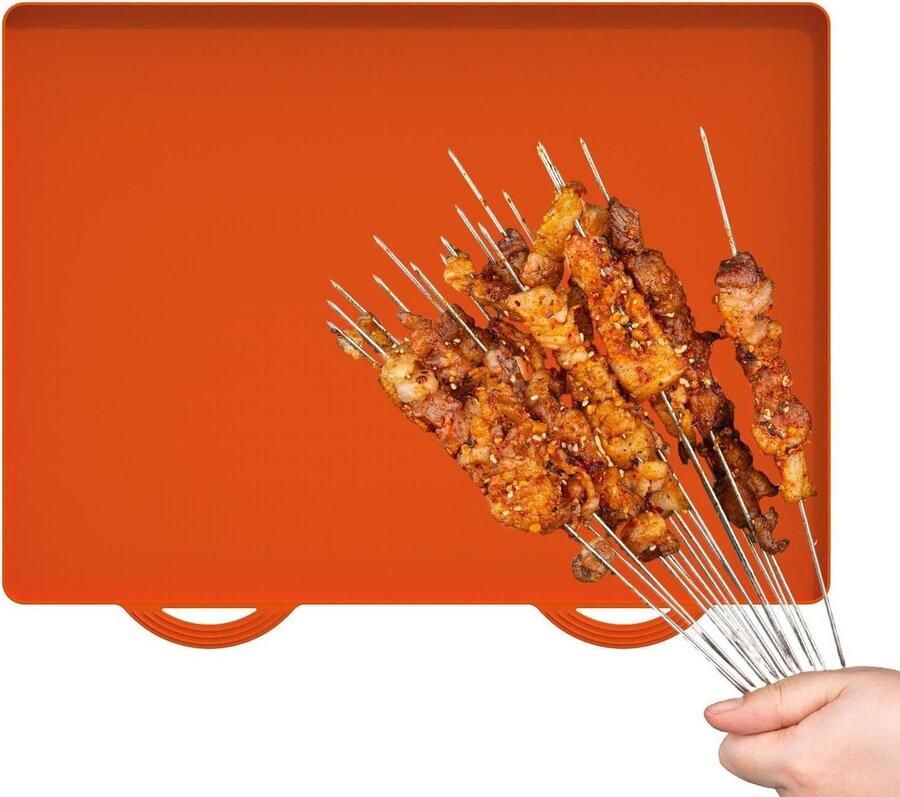 Grillmat BBQ Onderlegger Werkblad Beschermen Hittebestendig Siliconen 55.88 cm Oranje