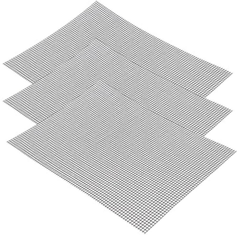 Grillmat met Antiaanbaklaag Set van 3 Herbruikbaar en Hittebestendig voor Gasgrill Houtskool en Luchtfriteuse