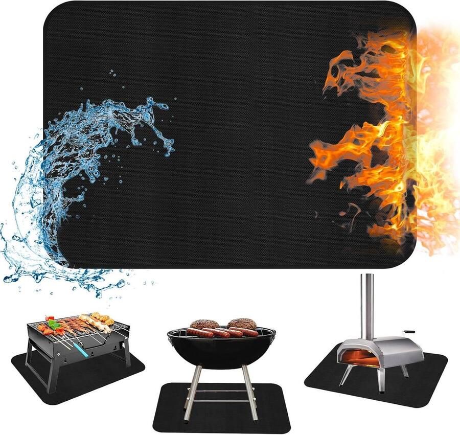 Grillmat Onderlegger Tafel Beschermen Hittebestendig Vuurvast 61 x 79 cm Zwart