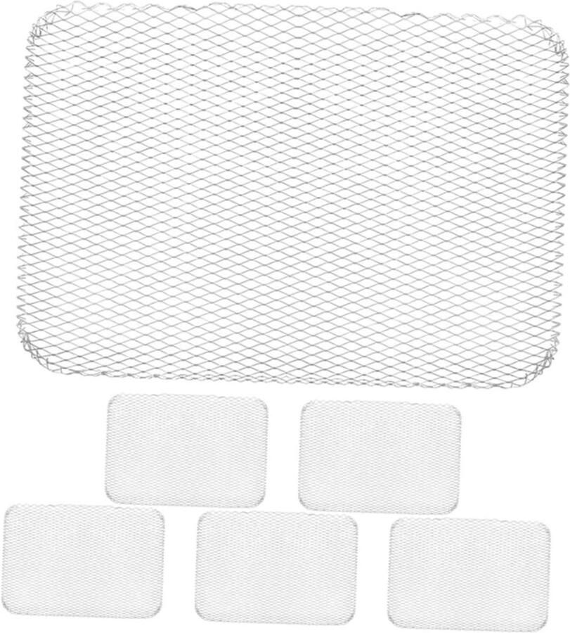 Grillmat Set Barbecue Gaas Vis Groenten Pizza Herbruikbaar Antiaanbak 38.8 x 30.5 cm Zilver