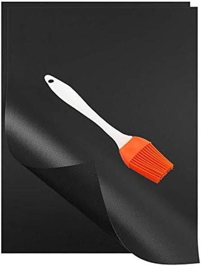 Grillmat set Non-stick matten BBQ Koken Brandvertragende technologie 2 stuks Zwart