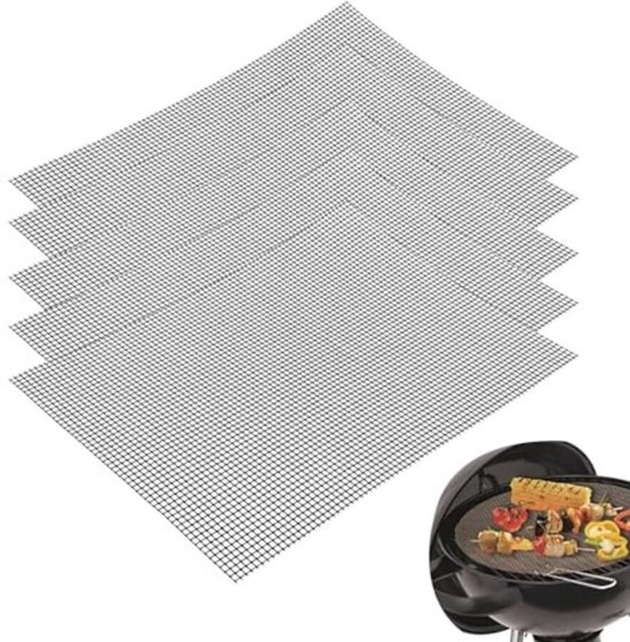 Grillmat Set van 5 Anti-aanbak Rooster voor Gas- en Houtskoolgrills 42 x 36 cm