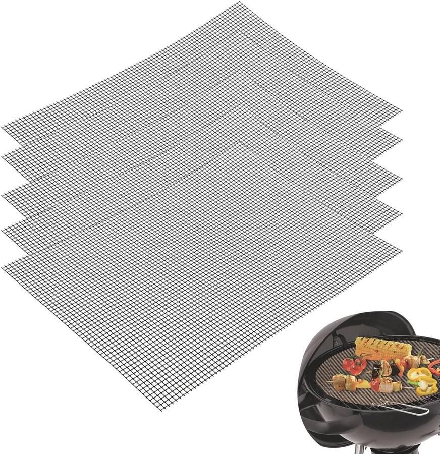 Grillmat Set van 5 Anti-aanbak Rooster voor Gas- en Houtskoolgrills 42 x 36 cm