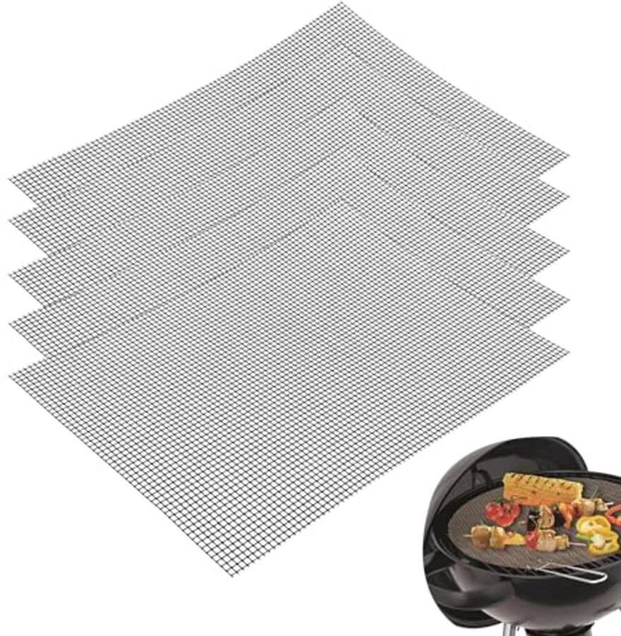 Grillmat Set van 5 Anti-aanbak Rooster voor Gas- en Houtskoolgrills 42 x 36 cm