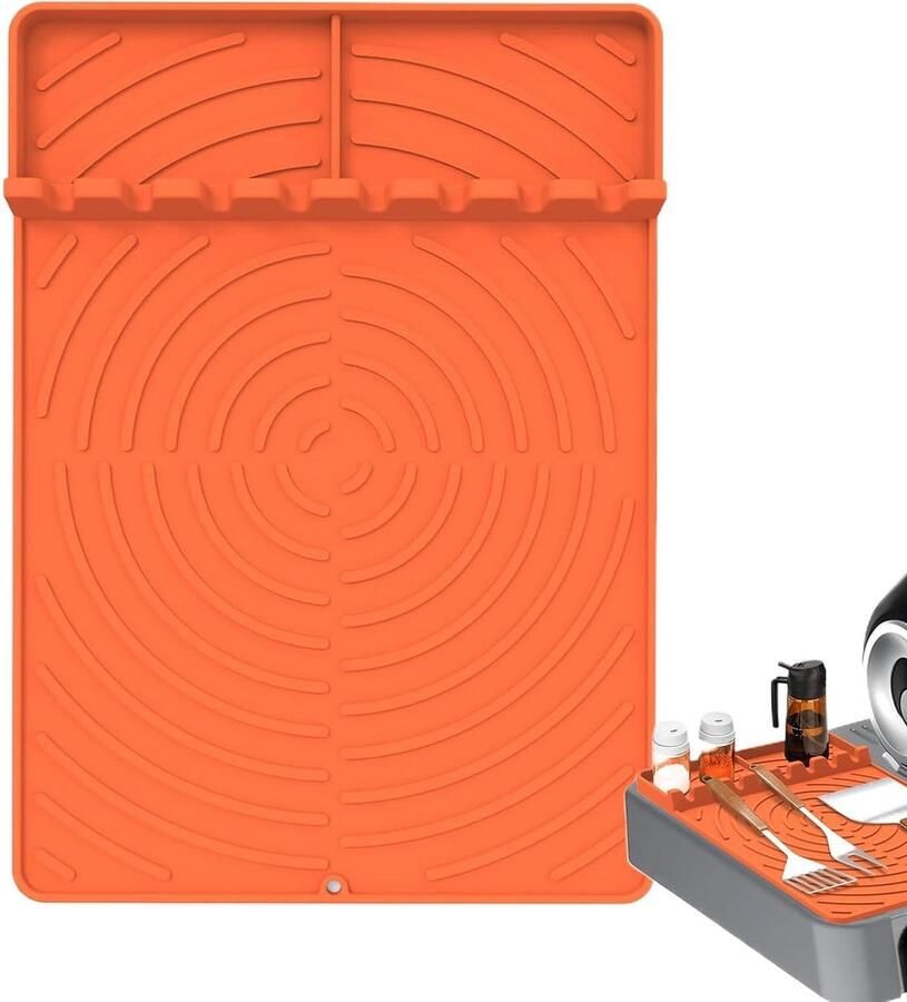 Grillmat Siliconen Bakmat Anti-aanbak Outdoor Koken Hittebestendig Voedselveilig 40 x 30 cm Oranje