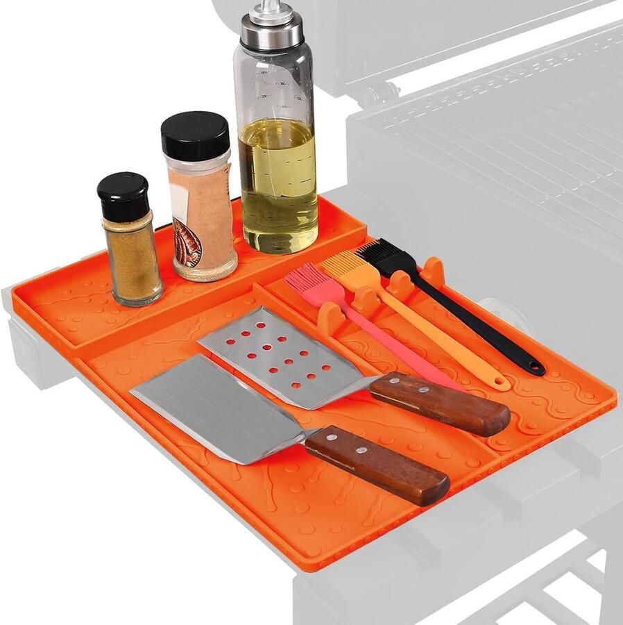 Grillmat Siliconen Keuken Houder Werkplek Organiseren Antiaanbaklaag 41 x 29 cm Oranje