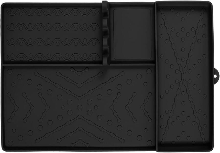 Grillmat Spatelhouder Beschermarmatuur Lekbak Buiten Koken Hittebestendig Siliconen 41x29.5 cm Zwart