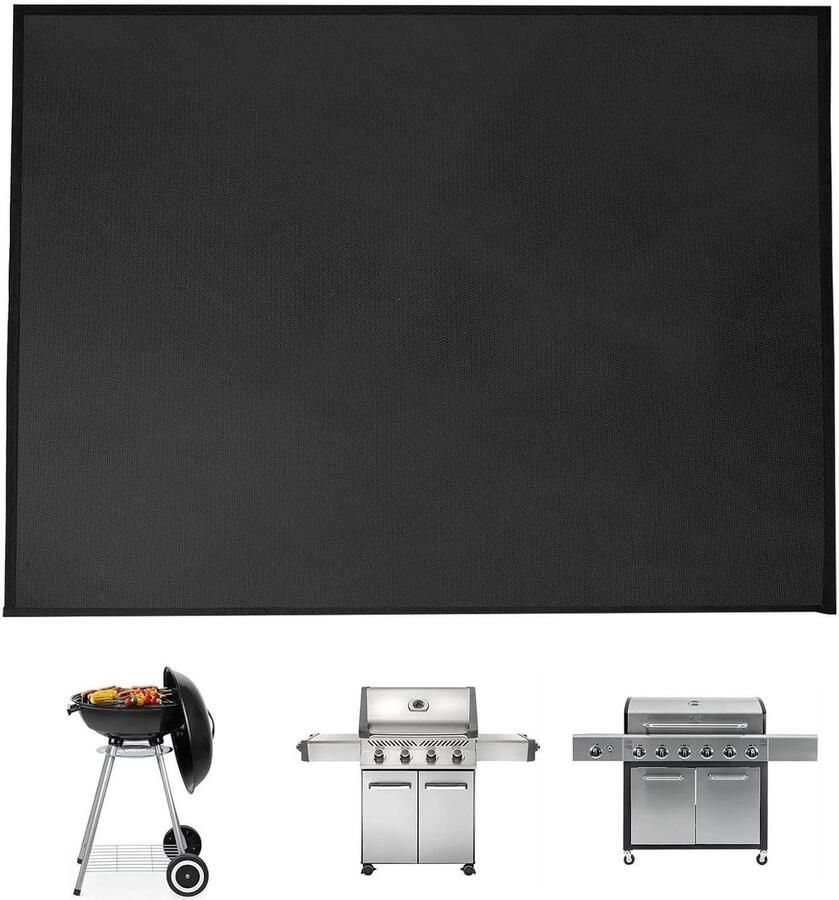 Grillmat Onderlegger Hittebestendige Mat Terras Beschermen Hoge Temperatuur Tolerantie 100 x 120 cm Zwart