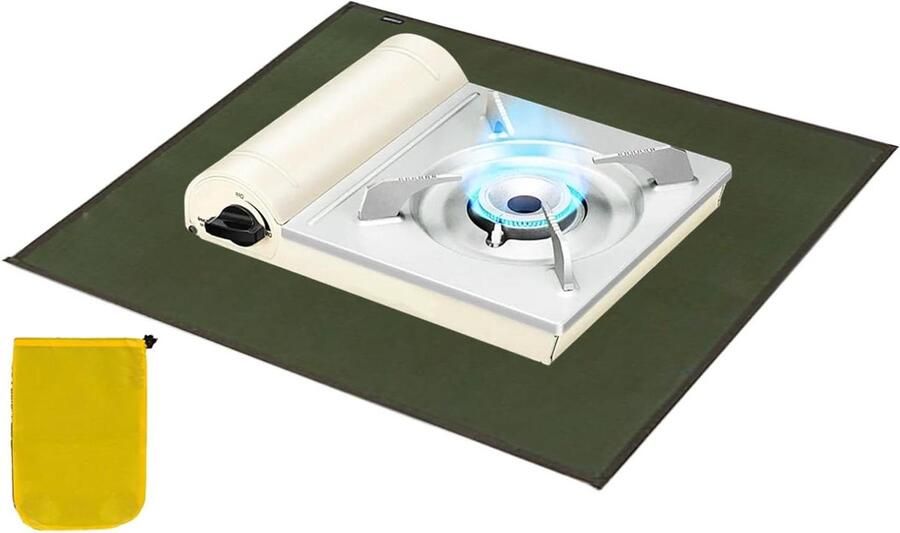 Grillmat Terras Onderlegger Vloerbescherming Veilig Grillen Vonkbestendig Hittebestendig 61 x 53 cm Groen