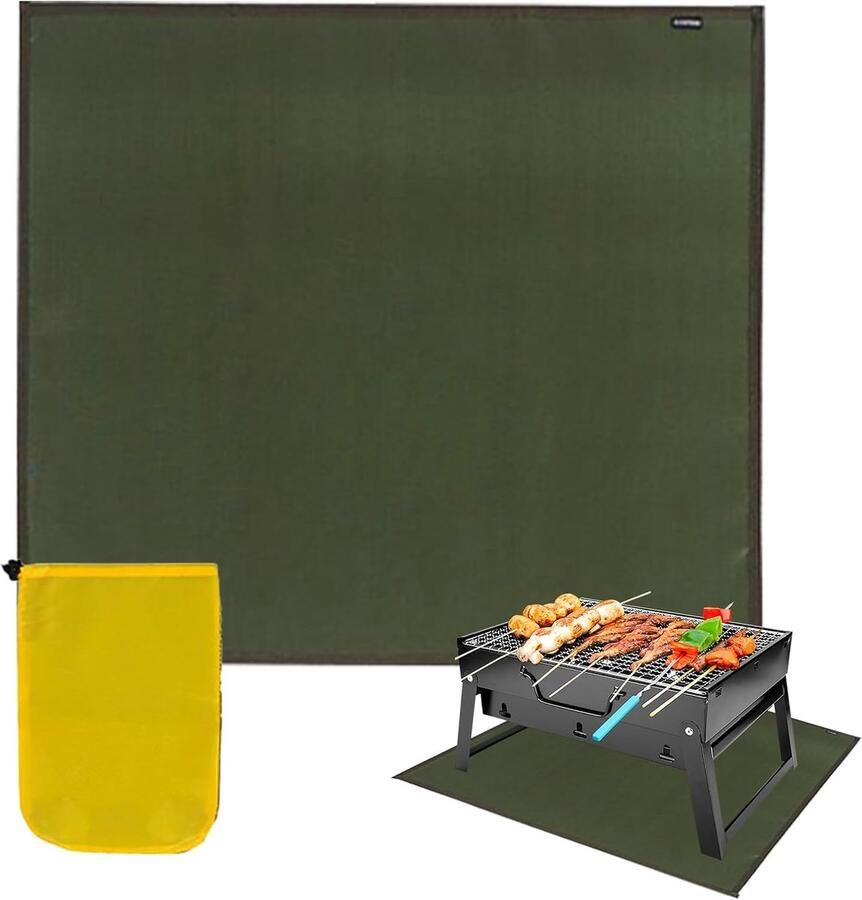 Grillmat Terras Vloerbeschermer Buiten Koken Hittebestendig Materiaal 61 x 53 cm Groen