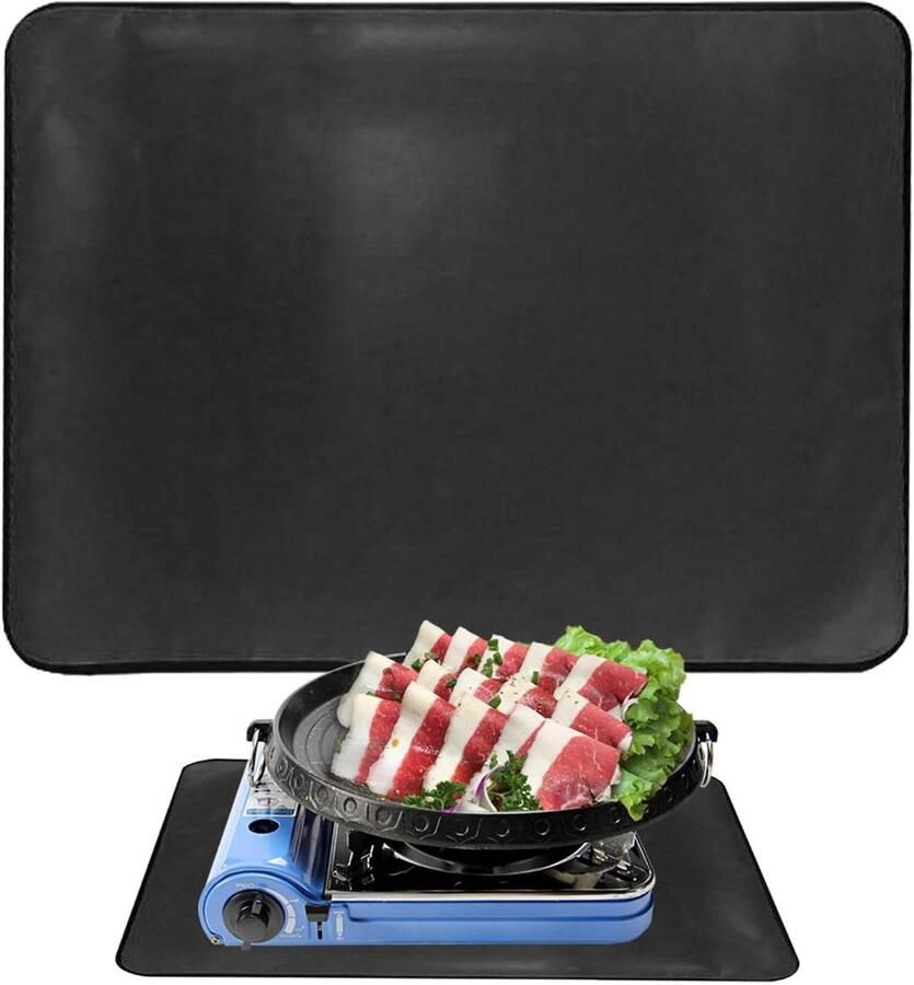 Grillmat Vloerbescherming Onderlegger Barbecue Buiten Koken Hittebestendige Glasvezel 787 x 61 cm Zwart