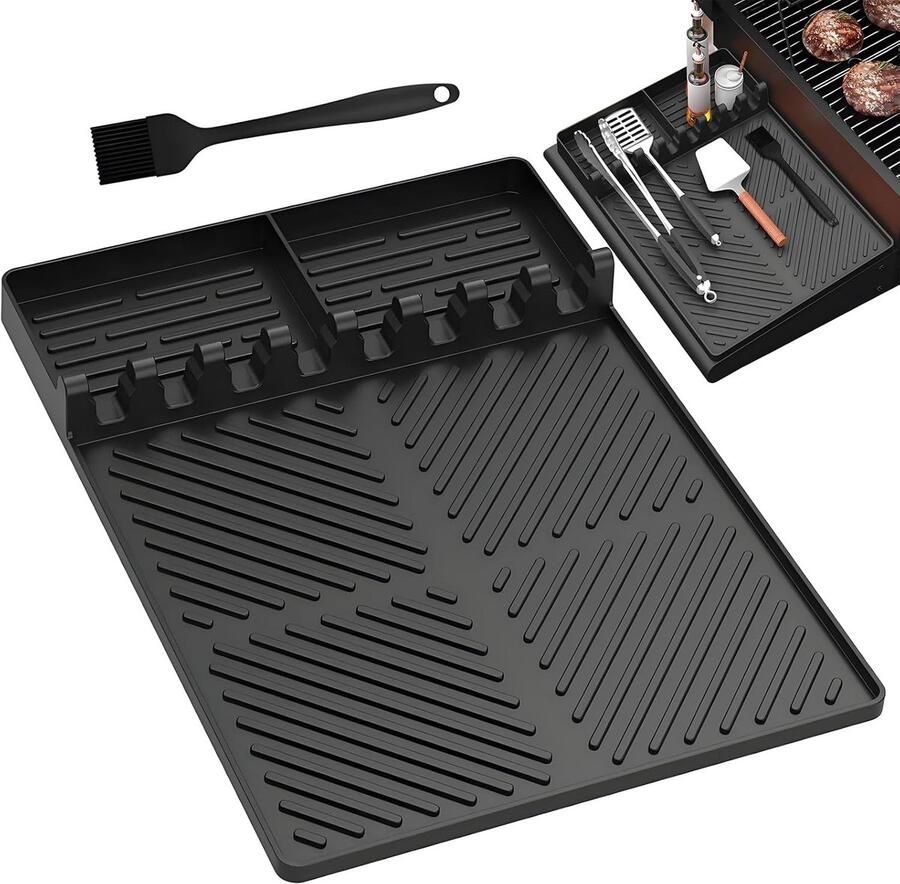 Grillmat voor Gasbarbecue Zwart 40 5 x 29 5 cm Hittebestendige Siliconen Voor BBQ-liefhebbers
