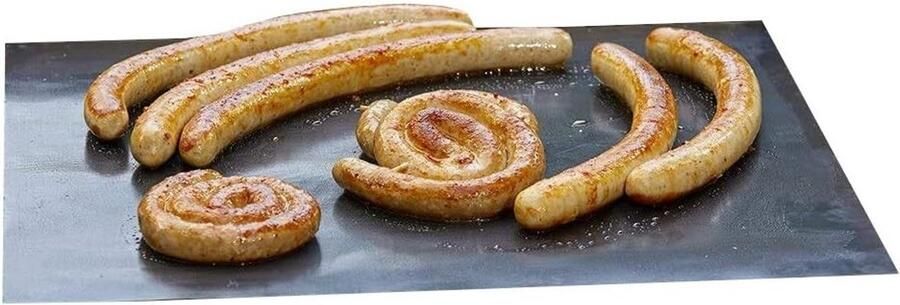 Grillmat voor Gasgrill Zwart 40 x 50 cm Herbruikbare Grillfolie met Anti-aanbaklaag Voor Vlees Vis en Groenten