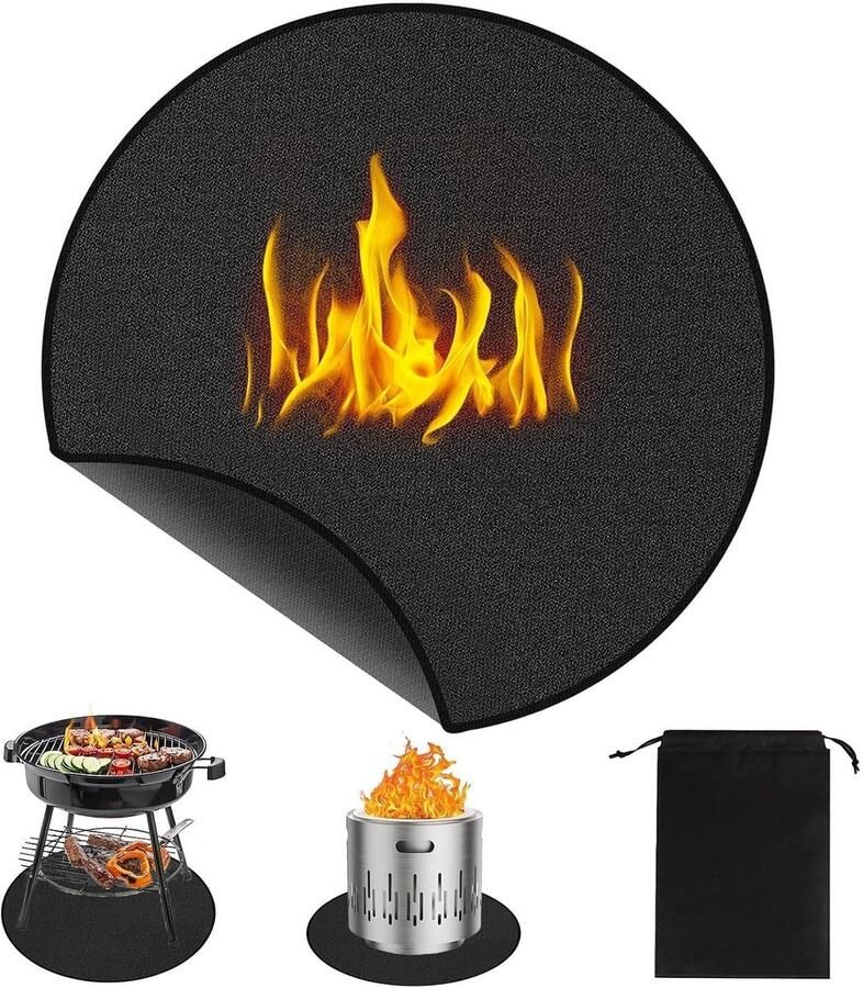 Grillmat Zwart 60 cm Glasvezel Hittebeschermingsmat Voor Buiten gebruik