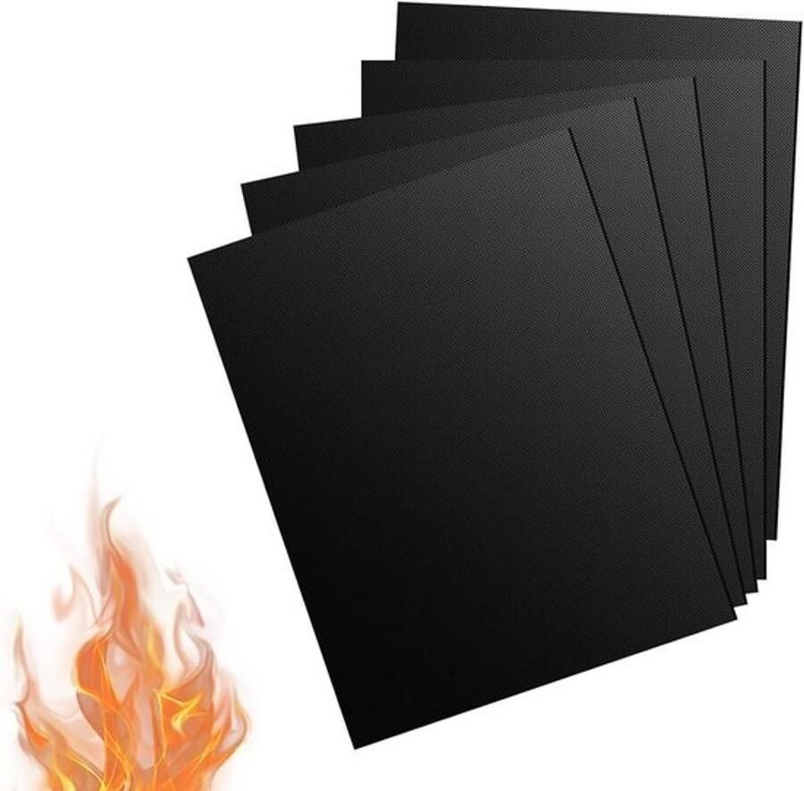 Grillmatset 5-delig 40 x 30 cm Herbruikbare en hittebestendige antiaanbakmatten