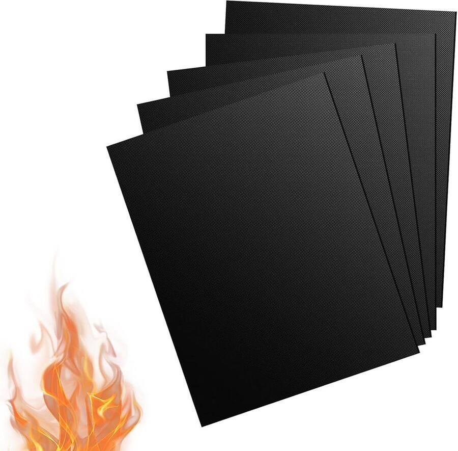Grillmatset 5-delig 40 x 30 cm Herbruikbare en hittebestendige antiaanbakmatten