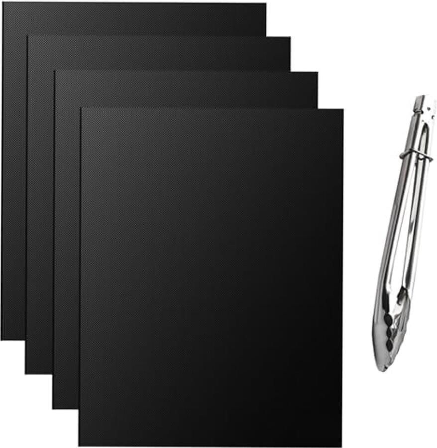 Grillmatten 4 stuks met anti-aanbaklaag Hittebestendig en herbruikbaar bakpapier voor BBQ en oven