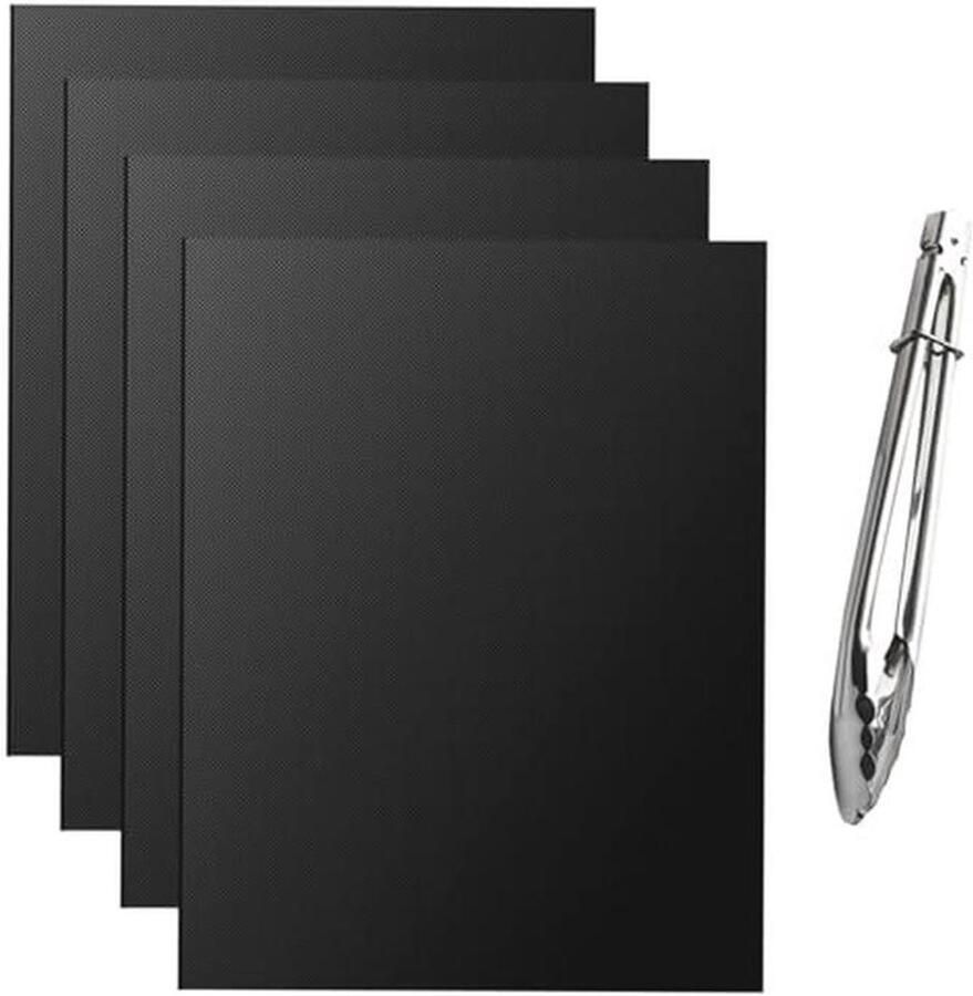 Grillmatten 4 stuks met anti-aanbaklaag Hittebestendig en herbruikbaar bakpapier voor BBQ en oven