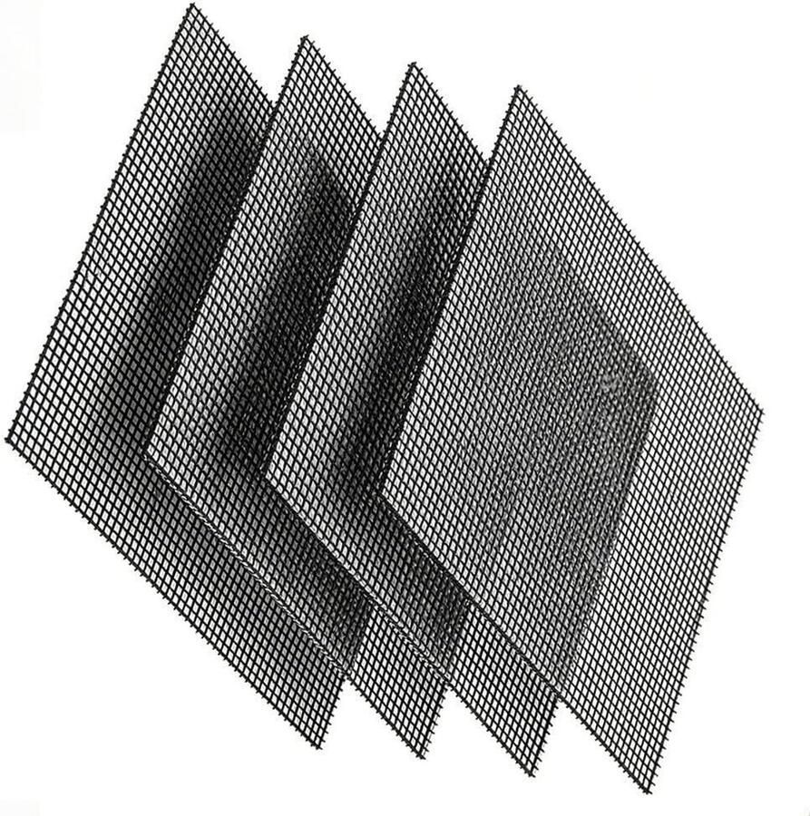 Grillmatten Kookplaten Veilig Grillen Anti-aanbak Coating 4 stuks 36x42 cm Zwart