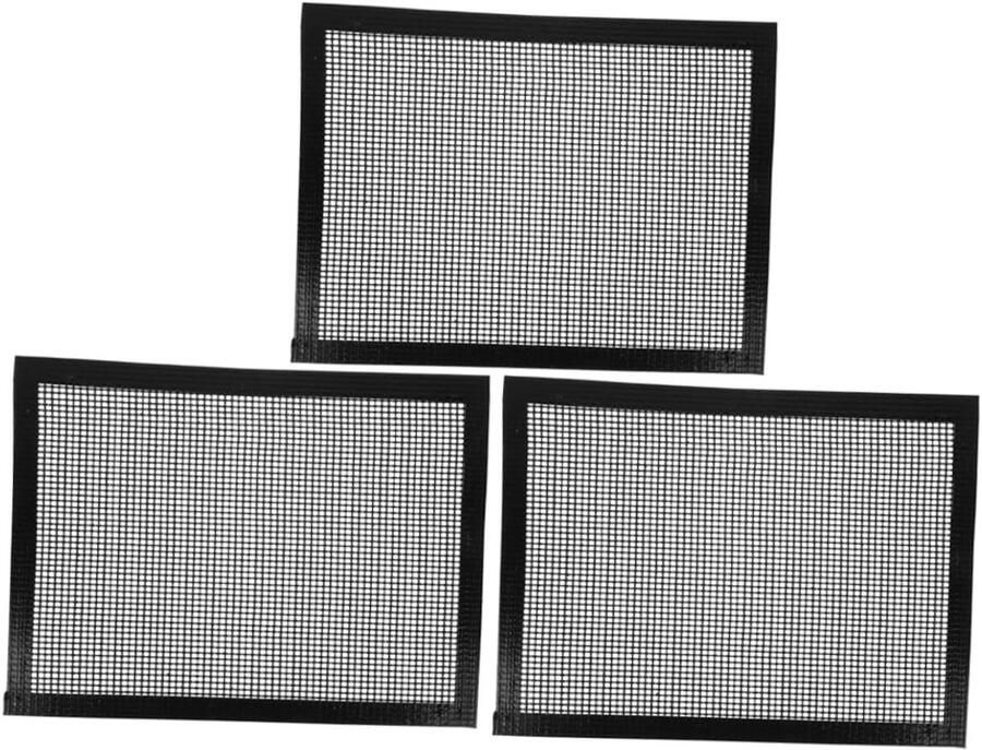Grillmatten Set Barbecue Matten Buiten Grillen Antiaanbaklaag Herbruikbaar 40x30 cm Zwart