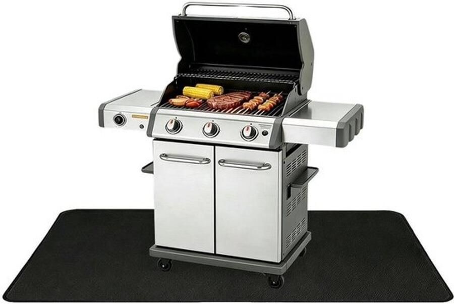 Grillmatten voor Buitenbarbecue Dubbelzijdige Brandwerende Waterdichte BBQ-Mat 120x90 cm BBQ Grillmat Voor Koken Grillen Barbecue Achtertuin Gazon Terras Patio Binnen Openhaard Vuurplaats