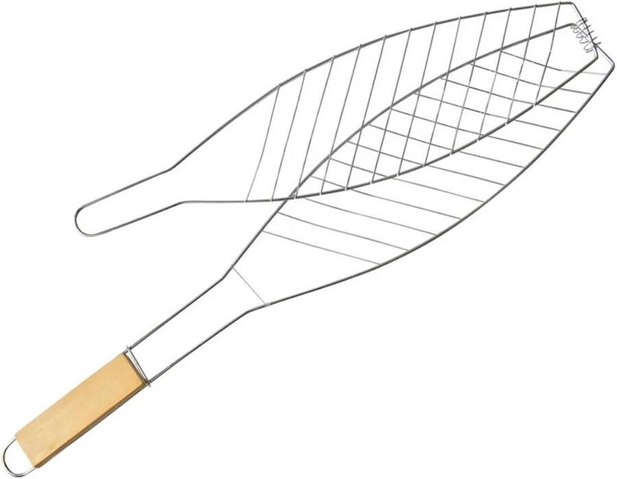 Grillnet Vis Barbecue Klem Buiten Koken Anti-aanbaklaag 56 cm Lengte Zilver