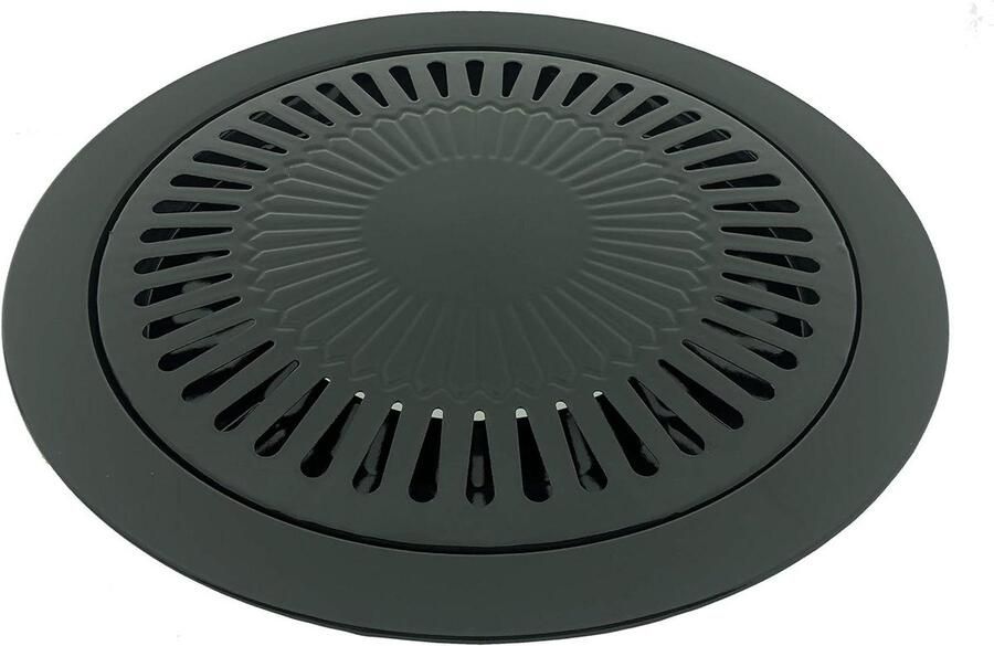 Grillopzetstuk 3-delig Camping grillplaat Buiten koken Antiaanbaklaag 32 cm diameter Zwart