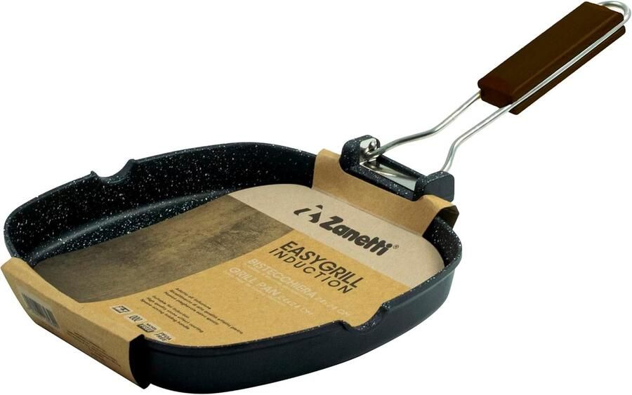 Grillpan 20 x 20 cm grillplaat van gegoten aluminium met hoge dikte grillplaat voor inductiekookplaten inklapbare handgreep