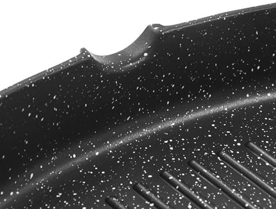 Grillpan 20 x 20 cm van gegoten aluminium met inklapbare handgreep - Foto 3