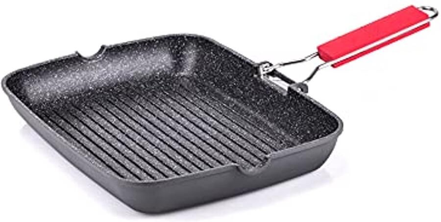 Grillpan 24 x 34 cm met Klapgreep en Inductiebodem