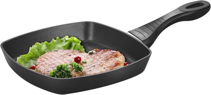 Grillpan 24CM Antiaanbak Bakplaat met Hittebestendig Handvat Geschikt voor Inductie en Alle Kachels PFOA Vrij