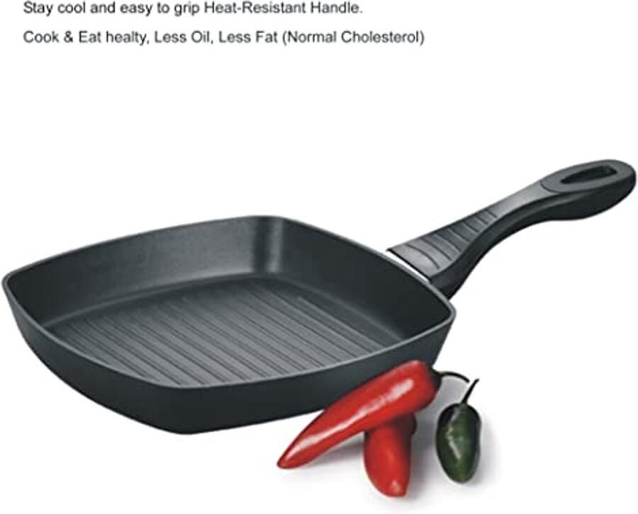 Grillpan 24CM Antiaanbak Bakplaat met Hittebestendig Handvat Geschikt voor Inductie en Alle Kachels PFOA Vrij - Foto 2