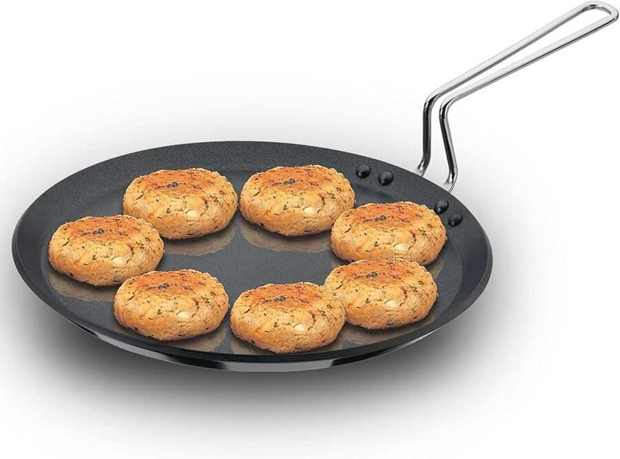 Grillpan 30 cm met antiaanbaklaag voor Dosa stalen handgreep